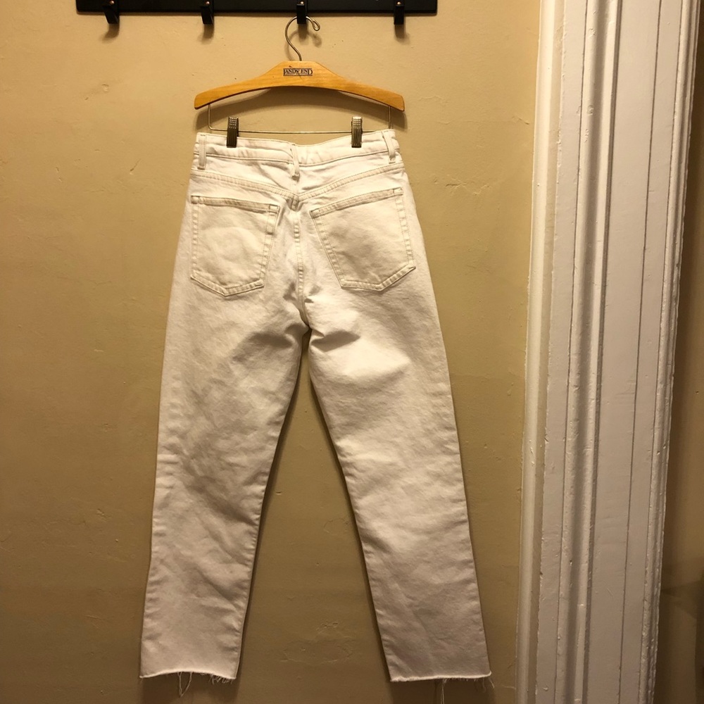 Topshop High Waisted Straight Leg White Jeans